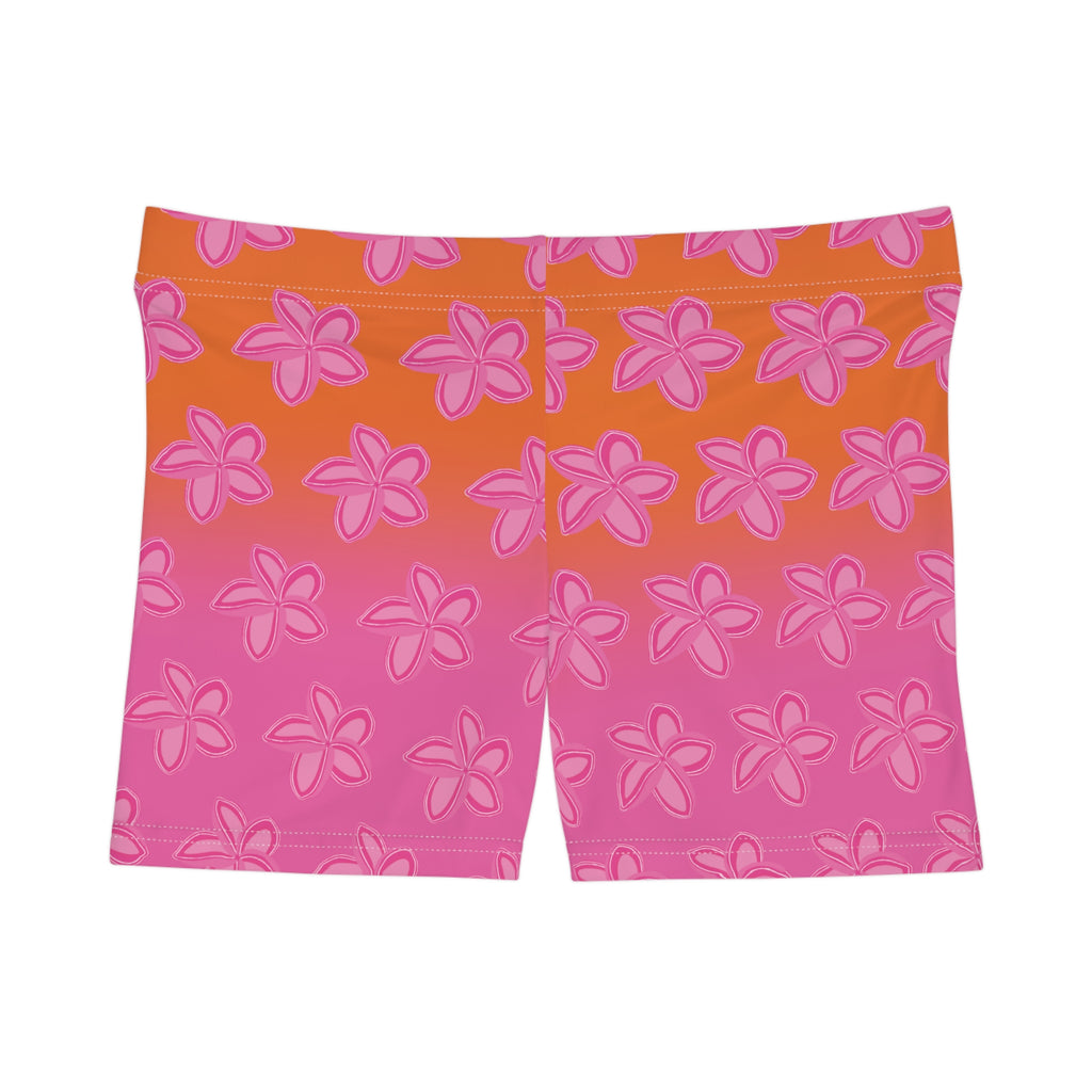 “Plumeria Sunset” Women's Soft Shorts