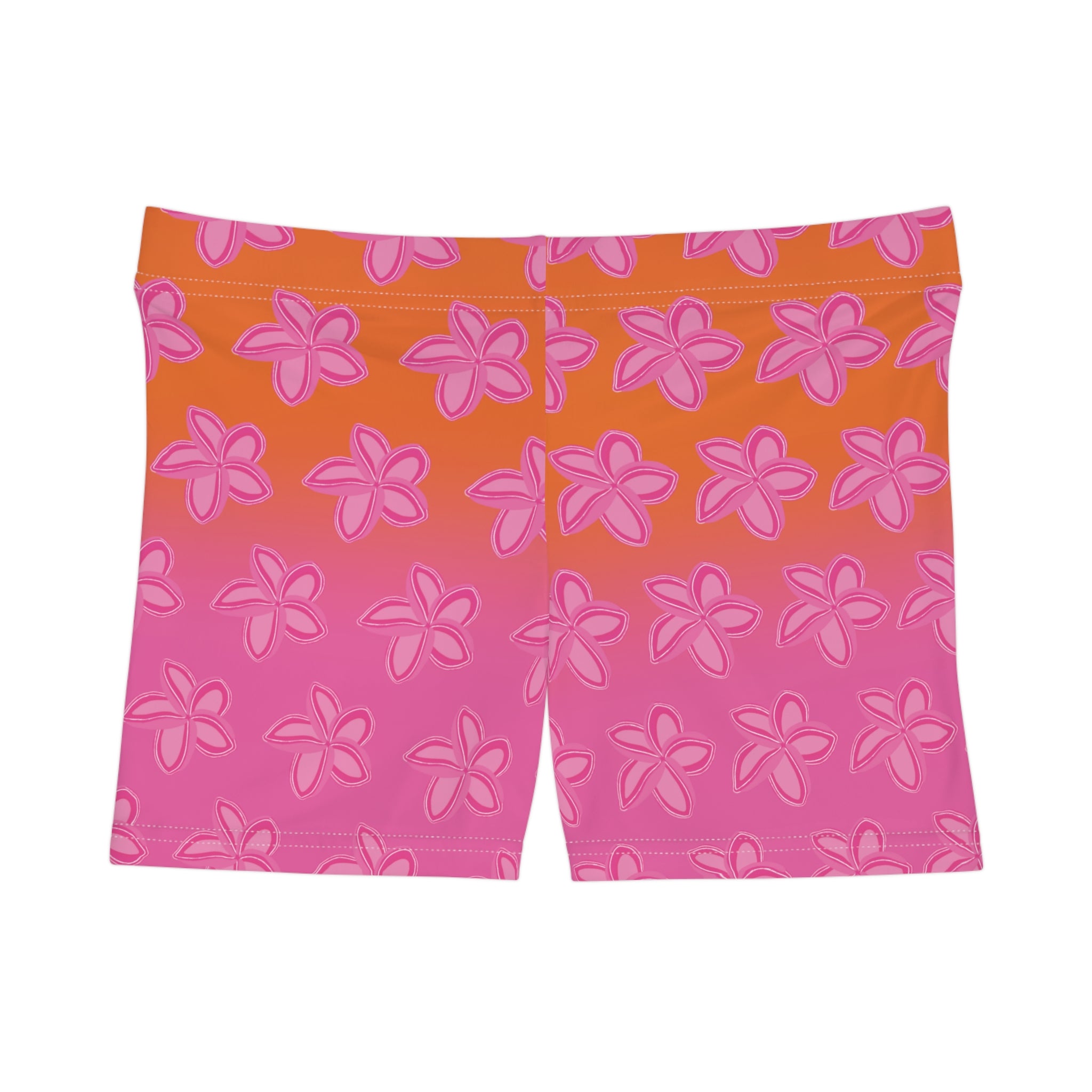 “Plumeria Sunset” Women's Soft Shorts